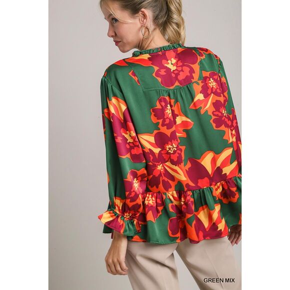 UMGEE NWT Boho Floral Print Top Western Cowgirl Chic Festival Retro Gypsy Vibes - Picture 4 of 8